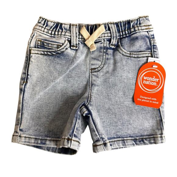 Wonder Nation 18 Months Denim Elastic Waist Jean Shorts Pockets Lot of 2 - Picture 2 of 5